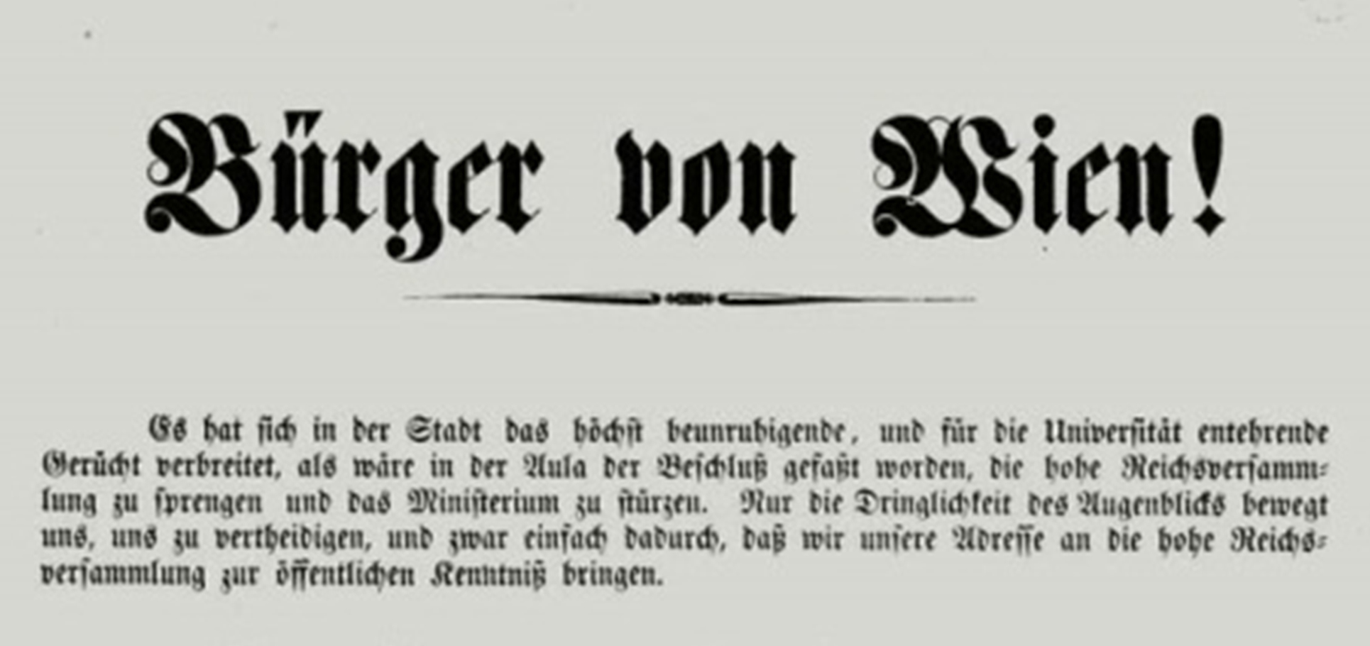 Flugblatt "Bürger von Wien!" Flugblatt "Bürger von Wien!"