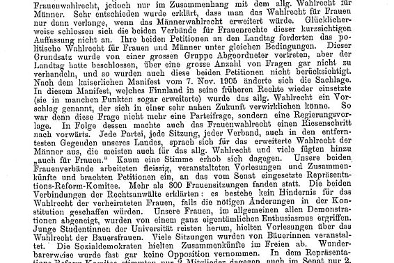 Das Frauenwahlrecht in Finnland 1907 (Zeitung)