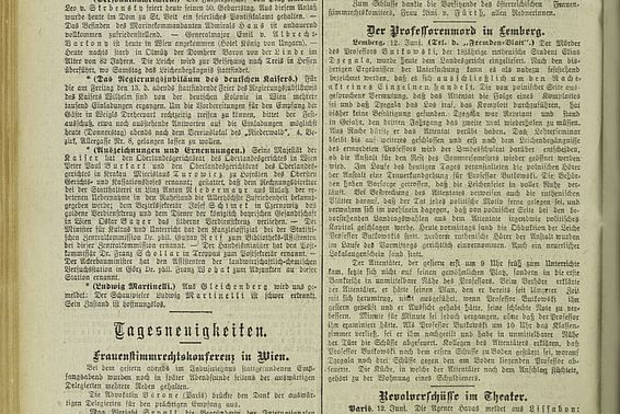 Frauenstimmrechtskonferenz in Wien; aus: Fremden-Blatt (Abend-Blatt), 67. Jg., Nr. 159, 12. Juni 1913, Seite 4