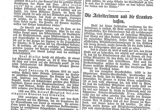 Das Frauenstimmrecht in Frankreich. In: Arbeiterinnen-Zeitung 1911 (Zeitungstext)