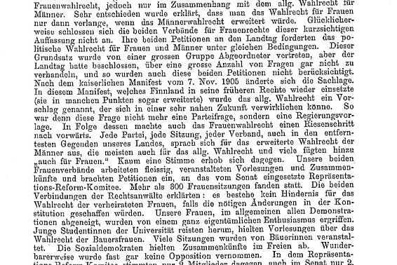 Das Frauenwahlrecht in Finnland 1907 (Zeitung)