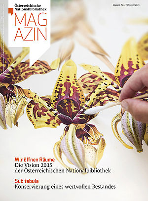 Magazincover mit dem Bild einer Orchidee, das mit einem Wattestäbchen gereinigt wird