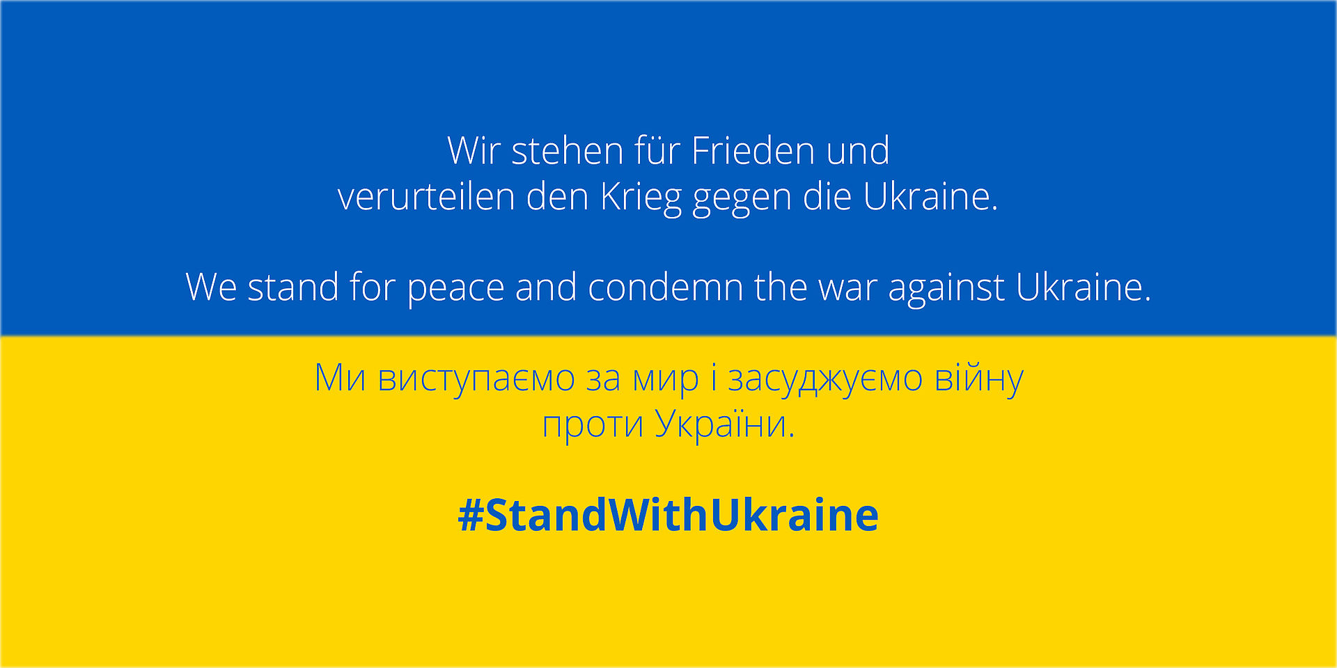 Blau-gelbe ukrainische Flagge mit Statement