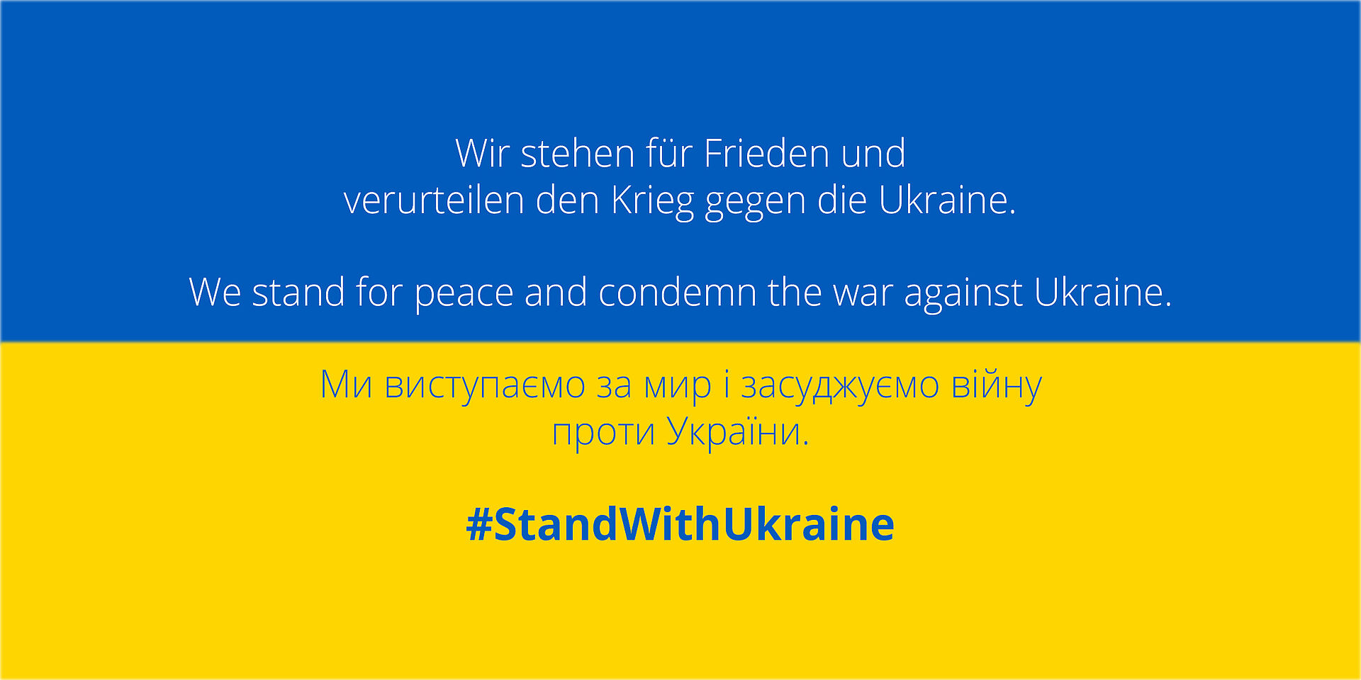 Blau-gelbe ukrainische Flagge mit Statement