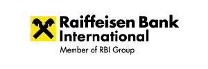 schwarz-gelbes Raiffeisen Bank International Logo