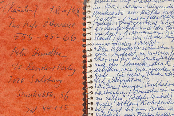 Peter Handke: notebook with the title "Ins tiefe Österreich", 1979