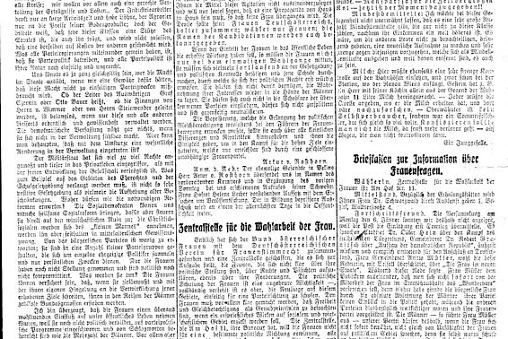 Zentralstelle für die Wahlarbeit der Frauen; aus: Fremden-Blatt (Morgen-Ausgabe), 73. Jg., Nr. 11, 12. Jänner 1919, Seite 13