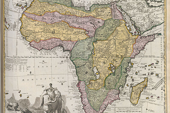 Afrika-Karte in Rosa, Grün und Gelb