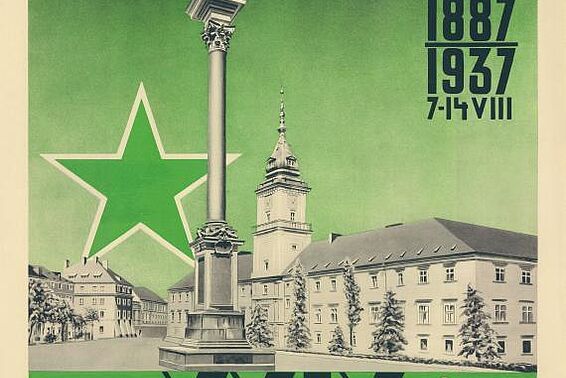 Plakat: XXIXa Universala Jubilea Kongreso de Esperanto, Warszawa 1937