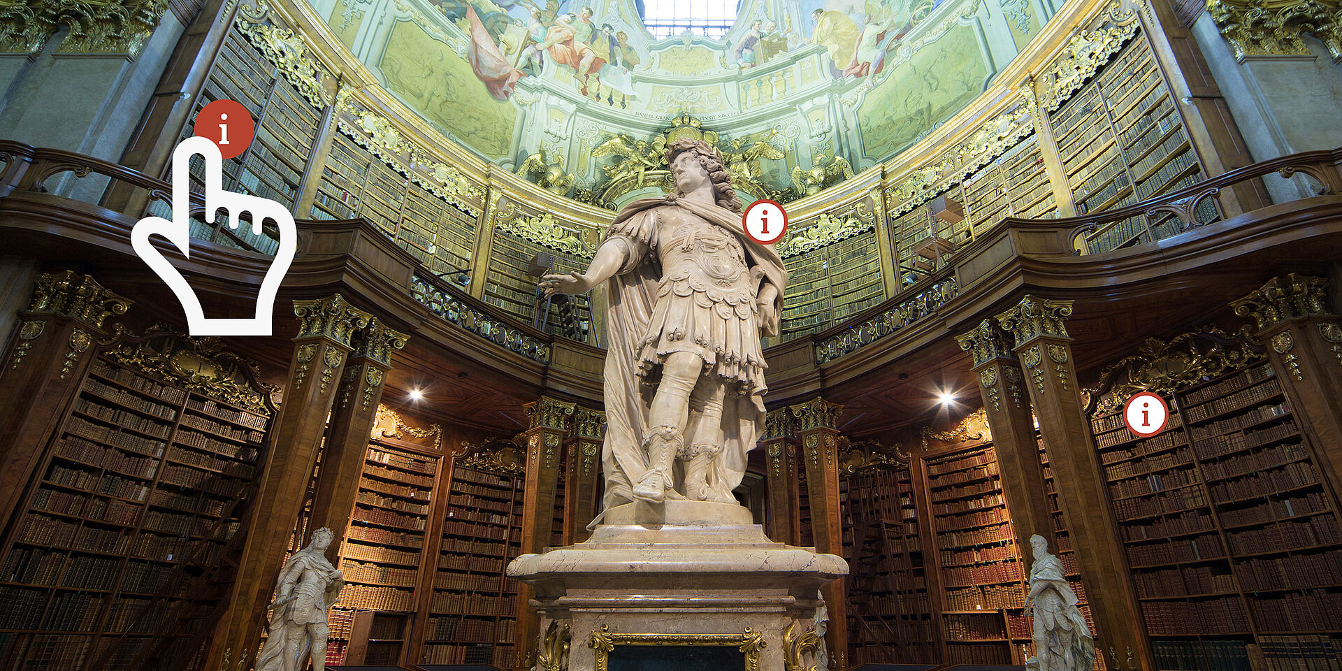 Foto von Statue in Barocksaal mit Cursor