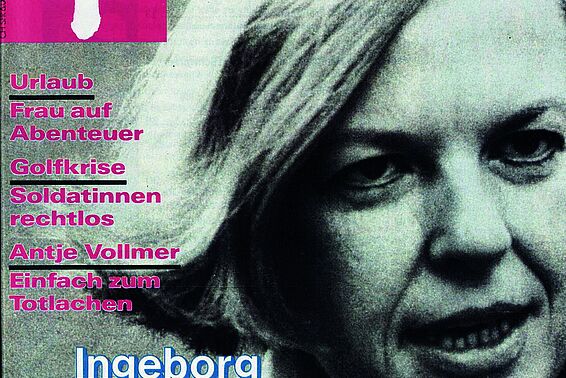 Ingeborg Bachmann am Cover der Zeitschrift EMMA