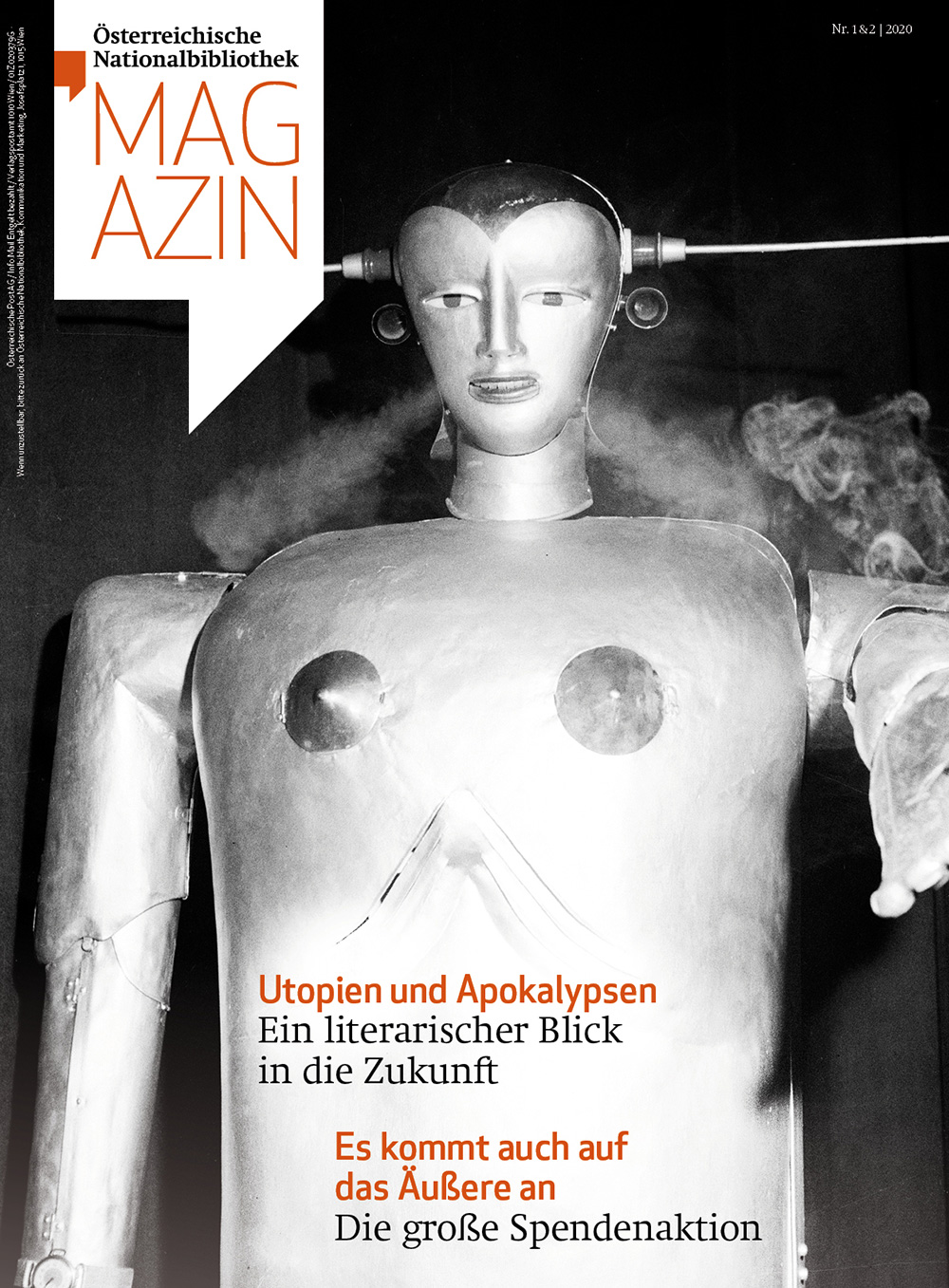 Robotermensch am Cover des ÖNB Magazins 2/2020