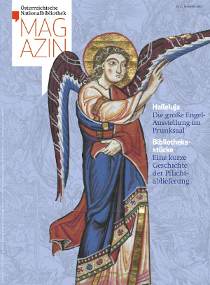 Mittelalterliche Darstellung eines Engels am Cover des ÖNB Magazins 2/2013