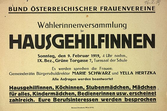 Werbeblatt des Bundes Österreichischer Frauenvereine
