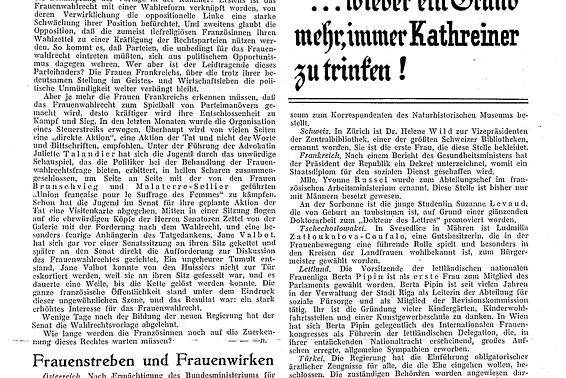 Das Frauenwahlrecht in Frankreich. In: Die Österreicherin 1932 (Zeitungstext)