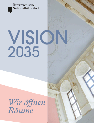 Ansicht eines barocken Stiegenhauses mit großen Fenstern, Text: Vision 2035