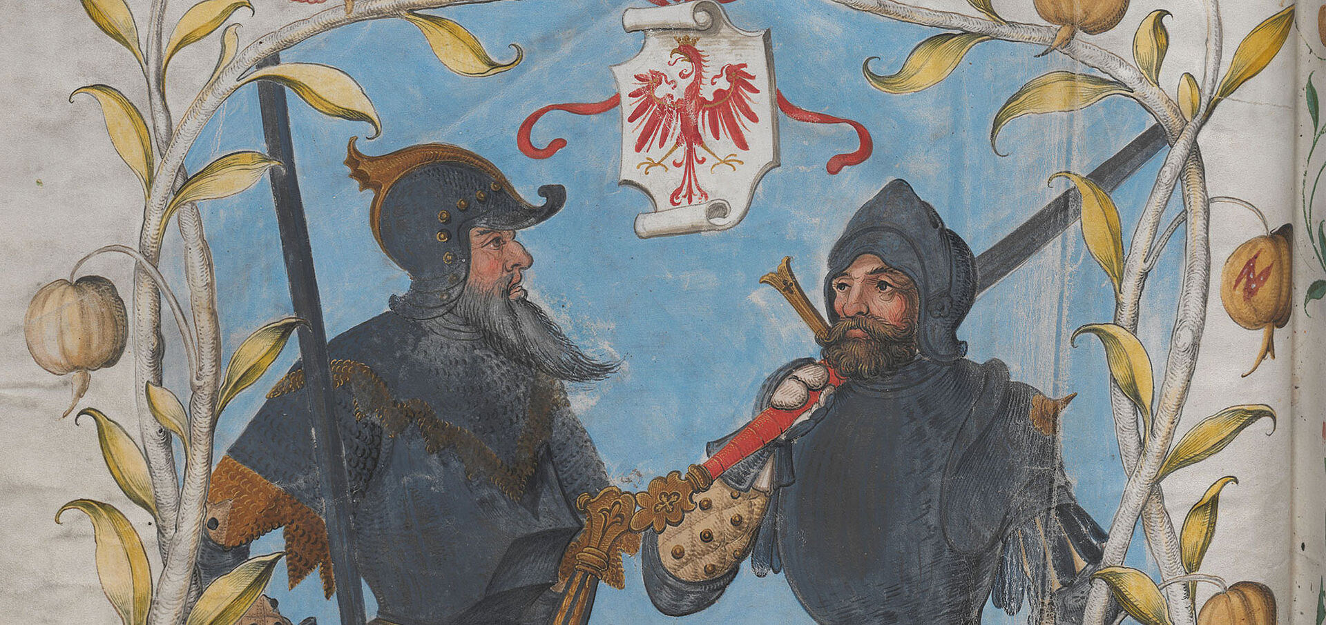 Bunte Darstellung zweier Ritter