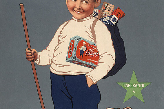Plakat: Rüger, Hansi-ĉokolado, kakao, 1908