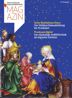 Krippenszene mit den 3 Heiligen Königen am Cover des ÖNB Magazins 2/2016