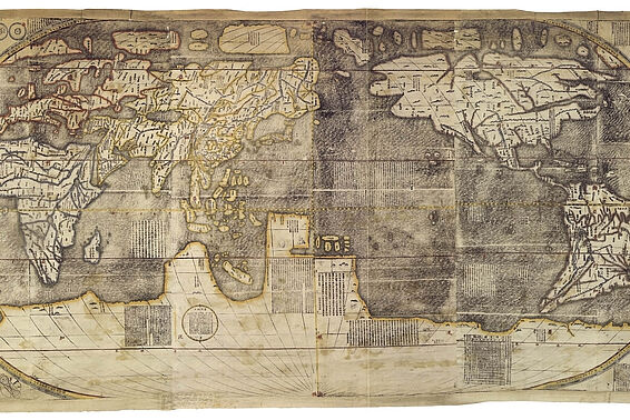 Alte Weltkarte, Asien in der Mitte