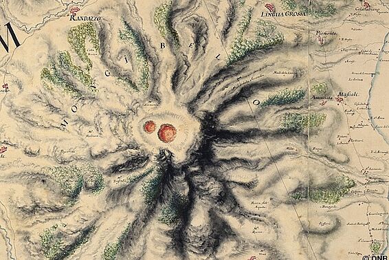 Landkarte, Vulkan von oben