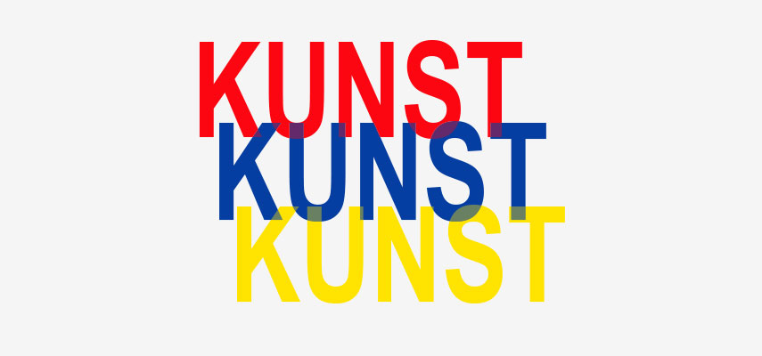 Logo "Kunst Kunst Kunst" in Rot, Blau, Gelb