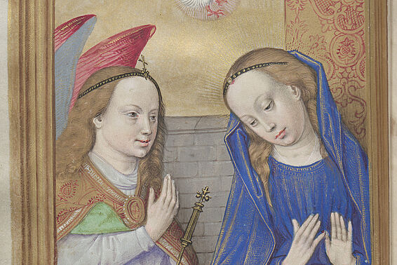 Engel, Maria mit Buch, weiße Taube