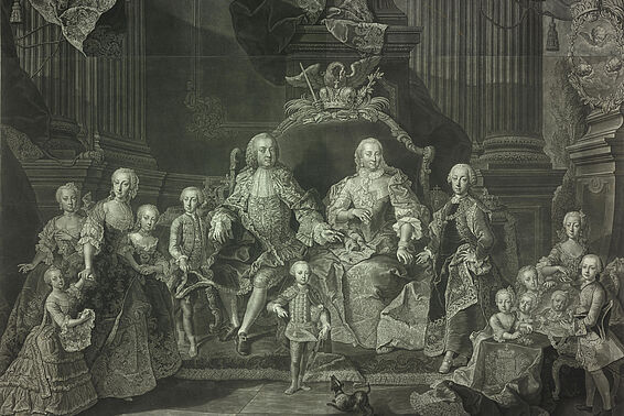 Kuperstich von Maria Theresia und ihrer Familie