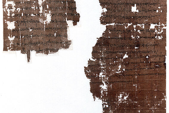 Zweiteiliges Papyrus: Weinlieferungskauf über mehr als 8.000 Liter Wein Papyrus Griechisch Herakleopolites