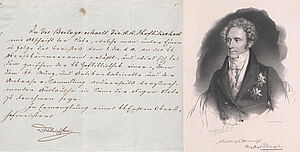 Portrait Moritz Graf von Dietrichstein mit handschriftlichem Brief