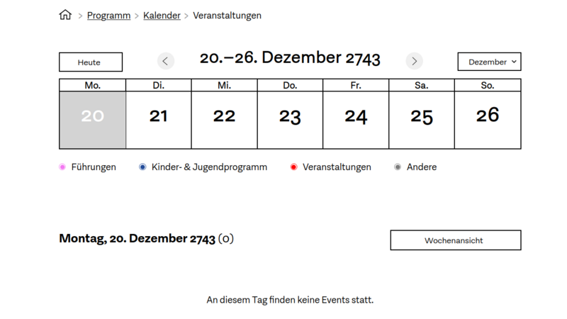 Kalendereintrag 20. bis 26. Dezember 2743