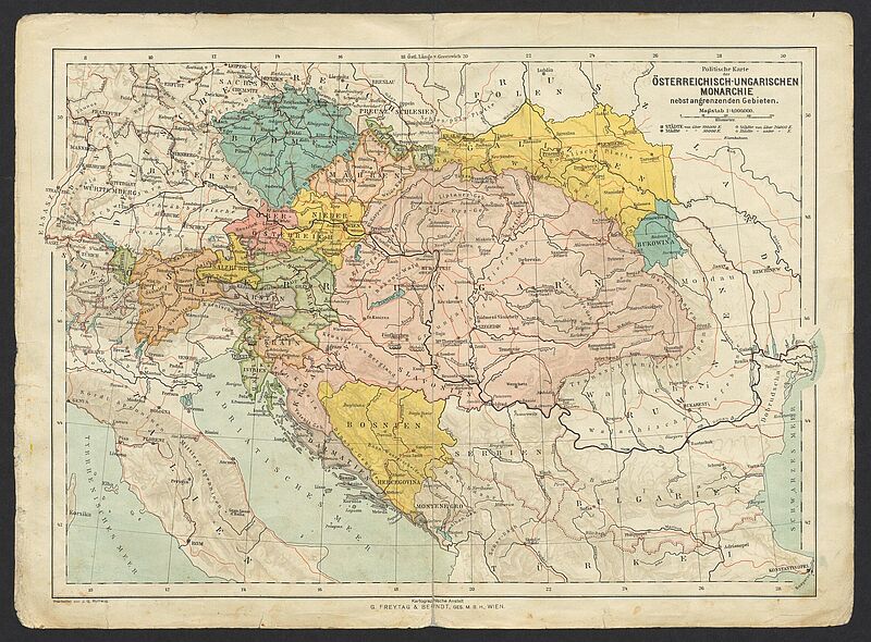 Landkarte von Österreich-Ungarn, 1910