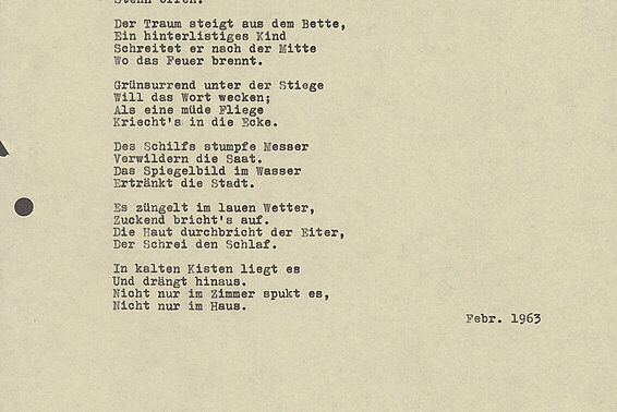 Short poem, typed on a piece of paper