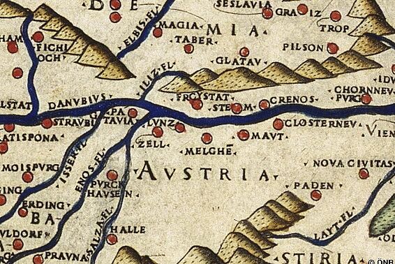 Flüsse, Berge, Kartendetail