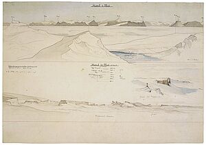 Zwei Karten: 2. Mai Berglandschaft, 10. Mai Berglandschaft unter Schnee begraben