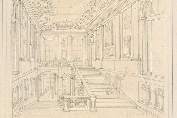 Skizze von prachtvollem Stiegenhaus