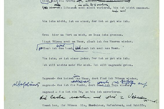 Typoskript mit handschriftlichen Anmerkungen