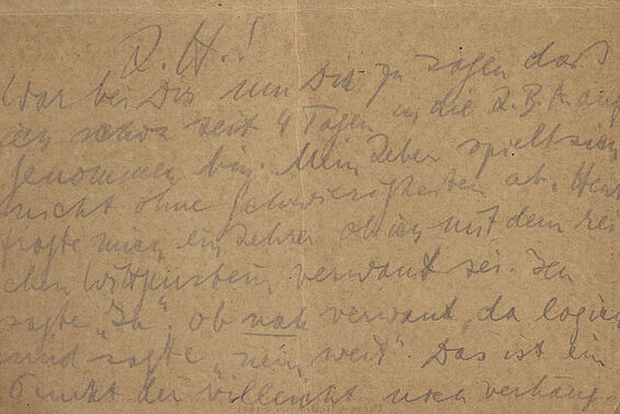 Hangeschriebene Korrespondenzkarte mit rotem Kreuz von Ludwig Wittgenstein