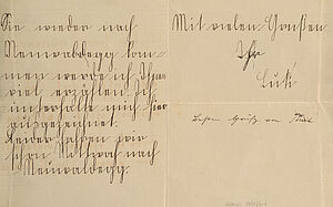 Handgeschriebener Brief auf vergilbtem Papier
