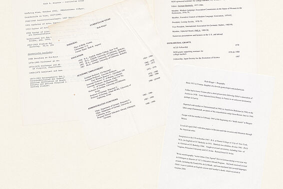 Various documents with résumés on them