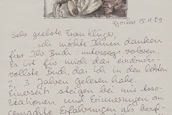 Handwritten letter with roses at the head