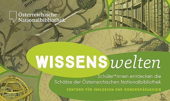 Grüne Grafik mit Foto von Marmorsaal und Text