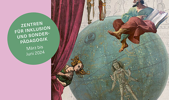 Grüne Grafik mit Foto von Marmorsaal und Text