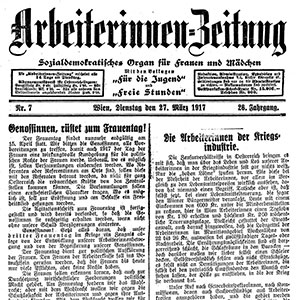 Titelblatt der Arbeiterinnen-Zeitung