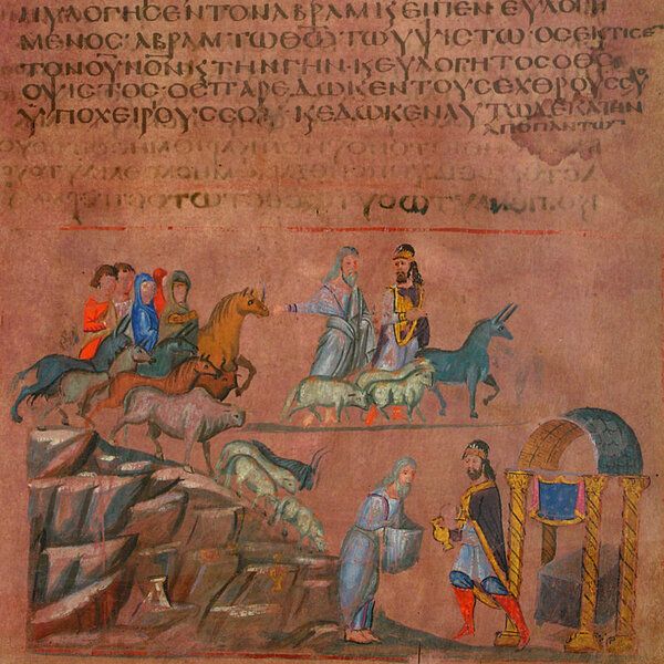 Alte Handschrift mit Zeichnungen von Männern und Tieren