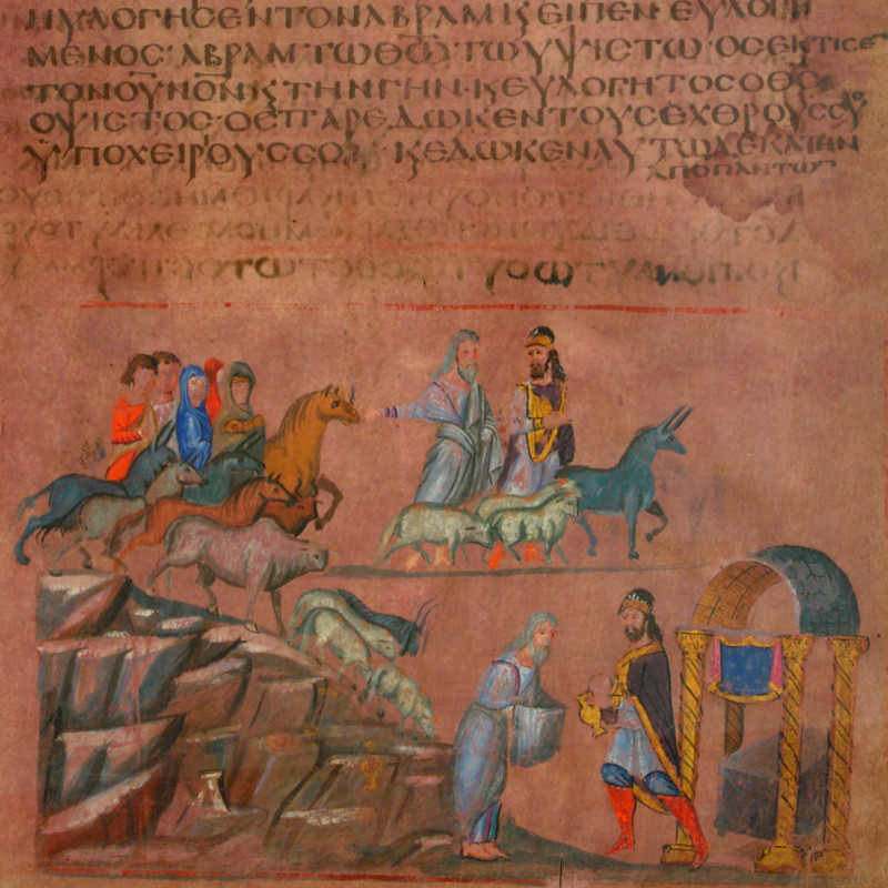 Alte Handschrift mit Zeichnungen von Männern und Tieren