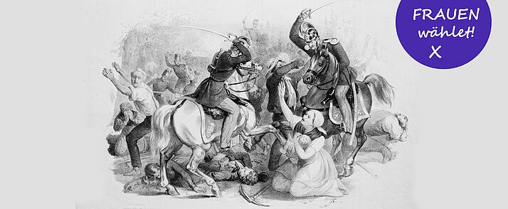 Battle scene in the Prater, litograph by Richard Weixlgärtner