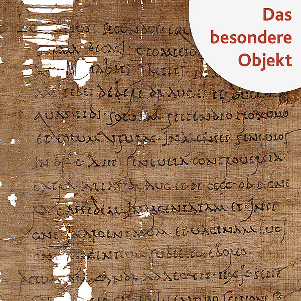 beschriebenes Papyrus mit Button "Das besondere Objekt"