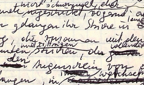 Handke-Handschrift mit Korrekturen