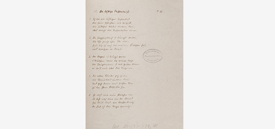Handschrift des Liedtextes "Der lustige Infantrist"